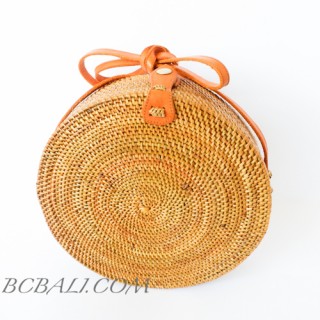 Circle Round Bags Rattan Ata Grass Hand Woven 100% Handmade